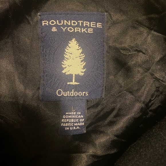 VTG Roundtree & Yorke Men's Large Black Overcoat Mid-Length Jacket Outdoor - Picture 9 of 9